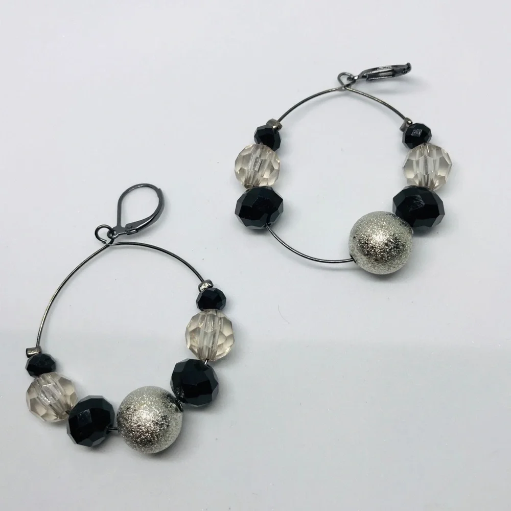 Vintage beaded hoop earrings new not worn from 00s y2k trendy influencer
